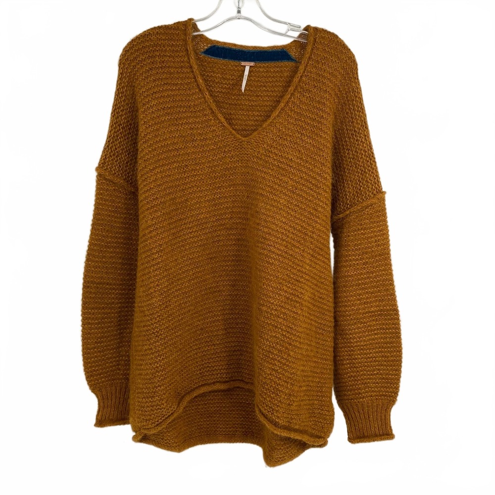 Free People Brown Cotton Alpaca V-Neck Pullover | Women’s Size S